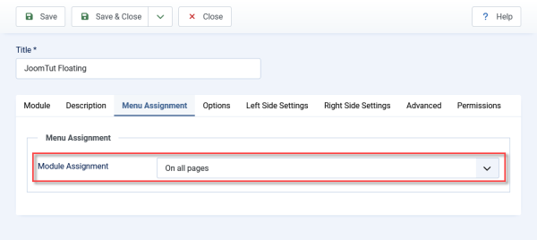 Module JoomTut Floating Menu Assgnment