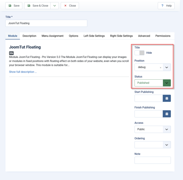 Module JoomTut Floating Published